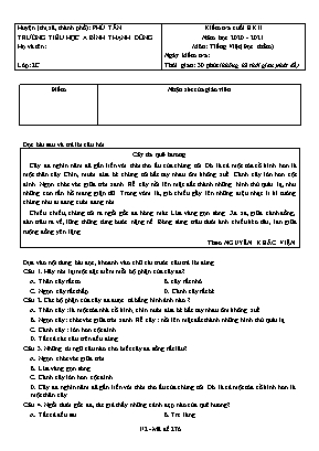 Đề kiểm tra cuối học kì II môn Tiếng Việt (Đọc thầm) Lớp 2 (Chân trời sáng tạo) - Năm học 2020-2021